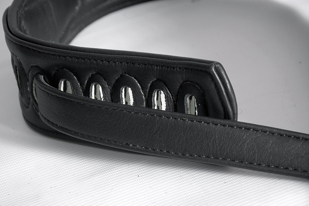 Leather Guitar Bass Strap 3.25" Dual Padded Black By Great American