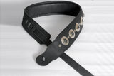 Leather Guitar Bass Strap 3.25" Concho Dual Padded Black Great American