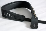 Leather Guitar Bass Strap 3.25" Concho Dual Padded Black Great American