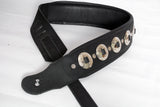 Leather Guitar Bass Strap 3.25" Concho Dual Padded Black Great American