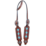 Hilason Western Horse One Ear Headstall Bridle American Leather Turquoise