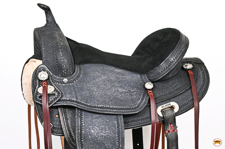 HILASON Western Horse Treeless Trail Pleasure American Leather Saddle | Barrel for Horses