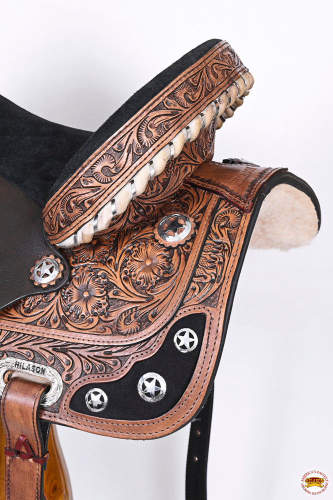 HILASON Western Horse Saddle American Leather Treeless Trail Barrel | for Horses