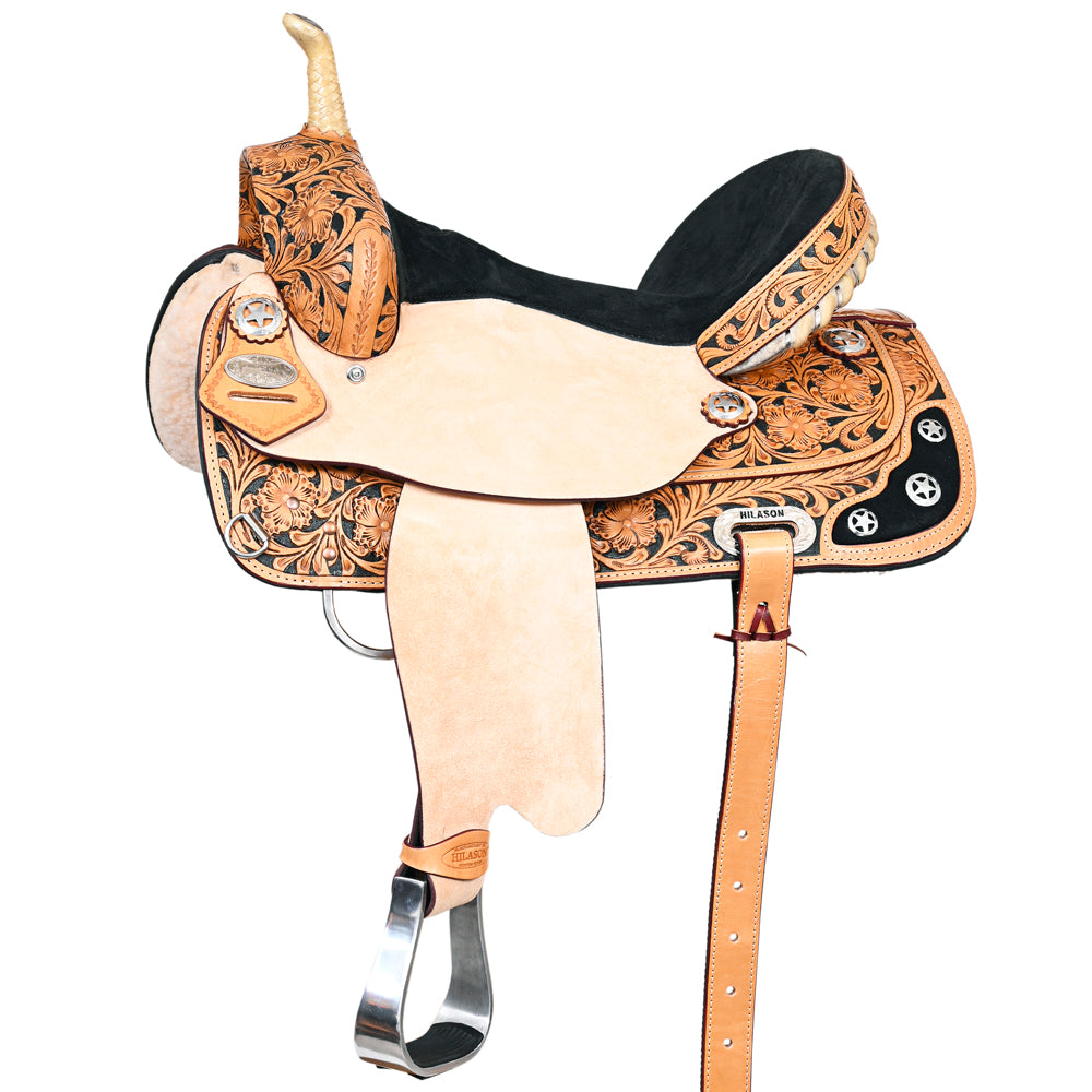Hilason Western Horse Treeless Trail Barrel American Leather Saddle