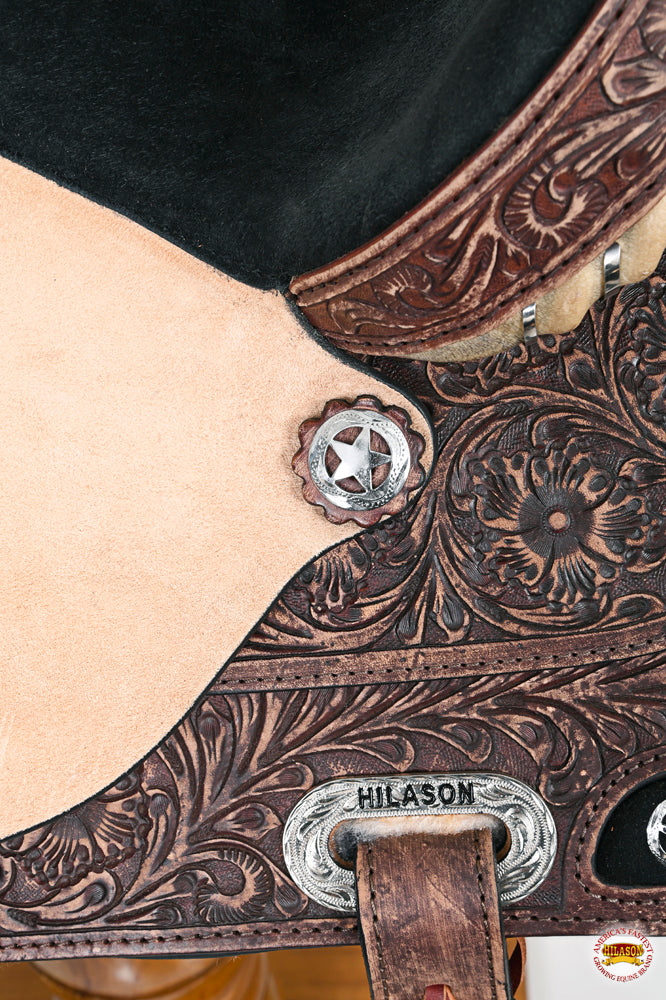 HILASON Western Horse Treeless Trail Barrel American Leather Saddle | for Horses