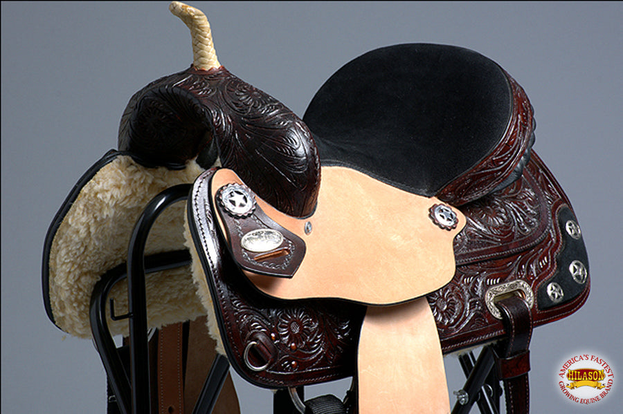 HILASON Western Horse Saddle American Leather Treeless Trail Barrel | for Horses
