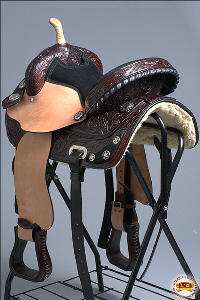 Hilason Western Horse Treeless Trail Barrel American Leather Saddle