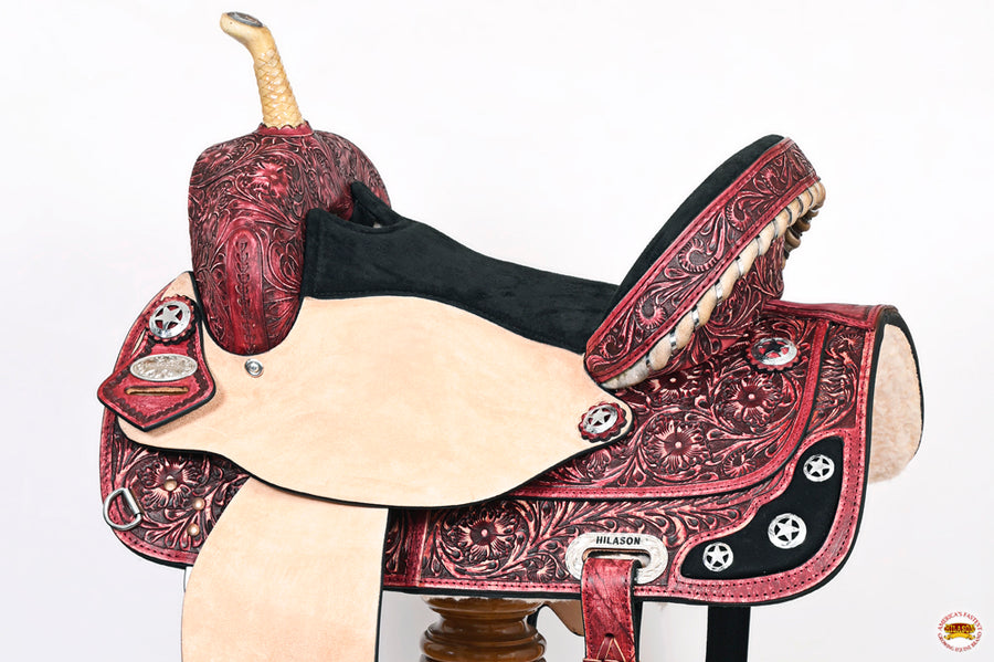 HILASON Western Horse Saddle American Leather Treeless Trail Barrel | for Horses