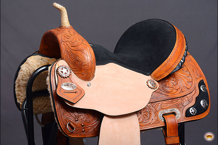 HILASON Western Horse Saddle American Leather Treeless Trail Barrel | for Horses