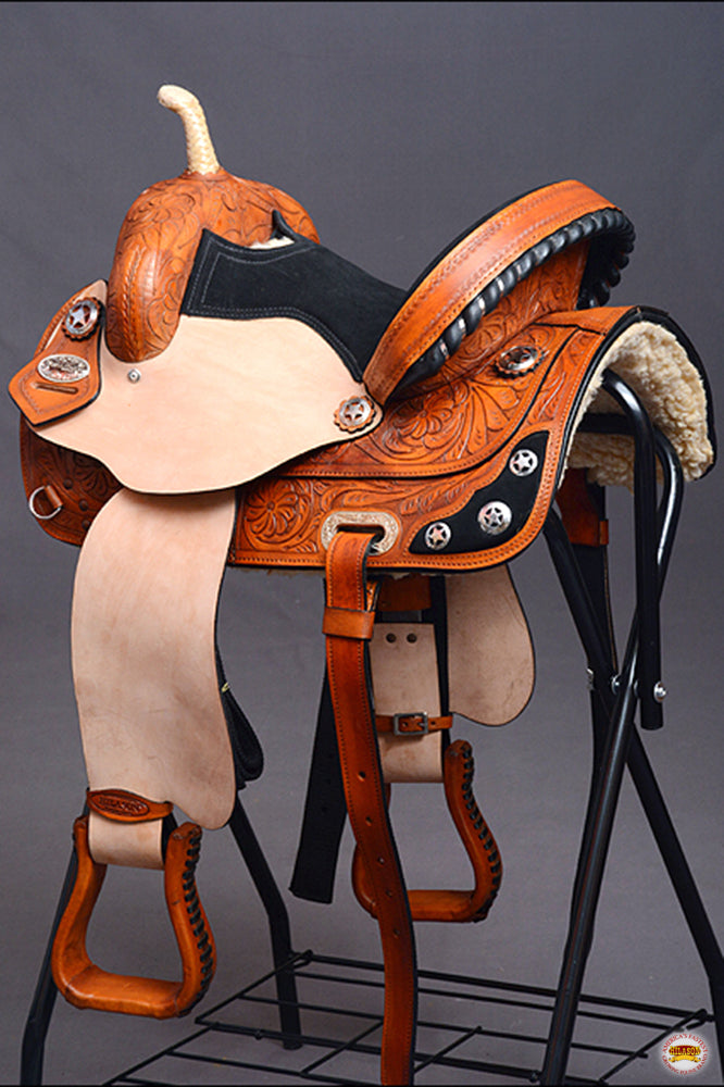 HILASON Western Horse Saddle American Leather Treeless Trail Barrel | for Horses