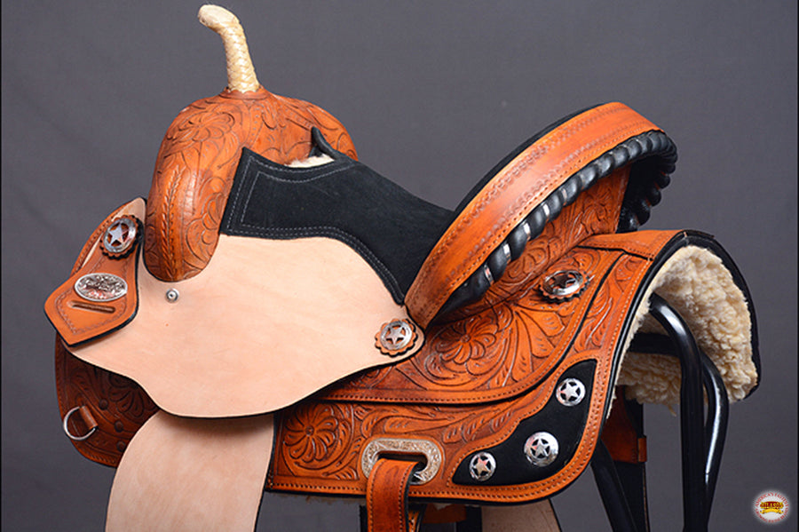 HILASON Western Horse Saddle American Leather Treeless Trail Barrel | for Horses