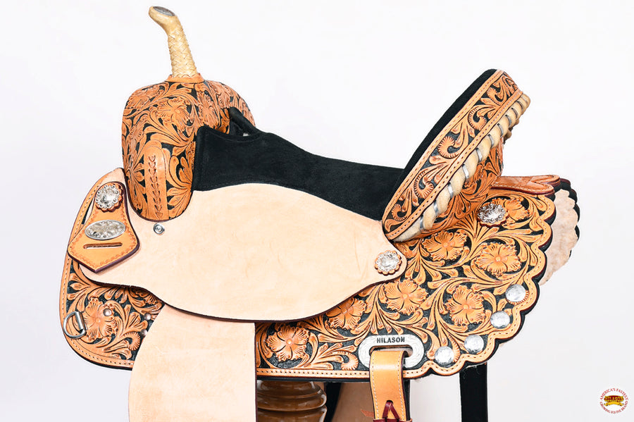 HILASON Western Horse Saddle American Leather Treeless Trail Barrel | for Horses