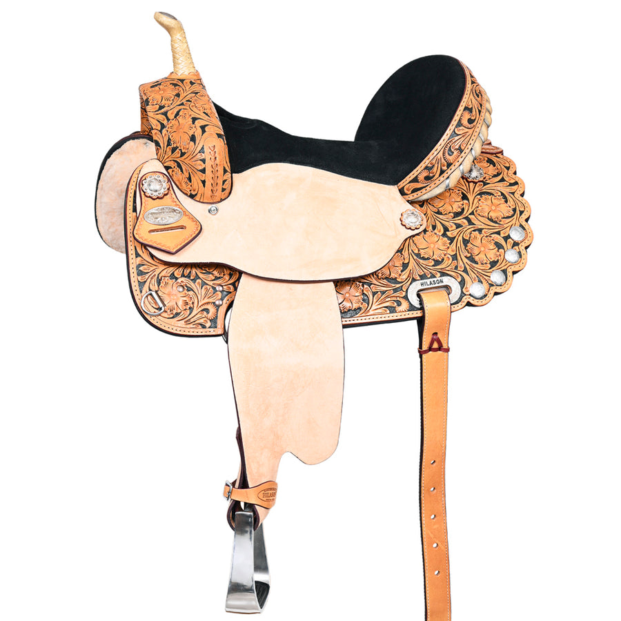 15" Western Horse Saddle American Leather Treeless Trail Barrel Hilason - Uhorse