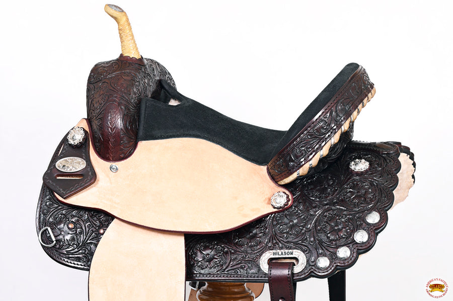 HILASON Western Horse Saddle American Leather Treeless Trail Barrel | for Horses
