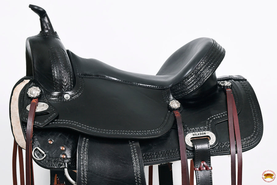 HILASON Western Horse Saddle American Leather Treeless Trail Pleasure | Barrel for Horses