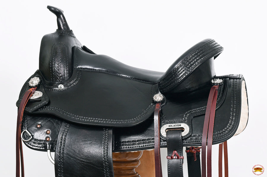 HILASON Western Horse Saddle American Leather Treeless Trail Pleasure | Barrel for Horses