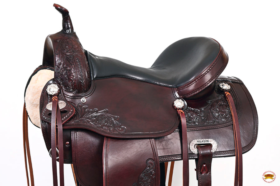 HILASON Western Horse Saddle American Leather Treeless Trail Pleasure | Barrel for Horses
