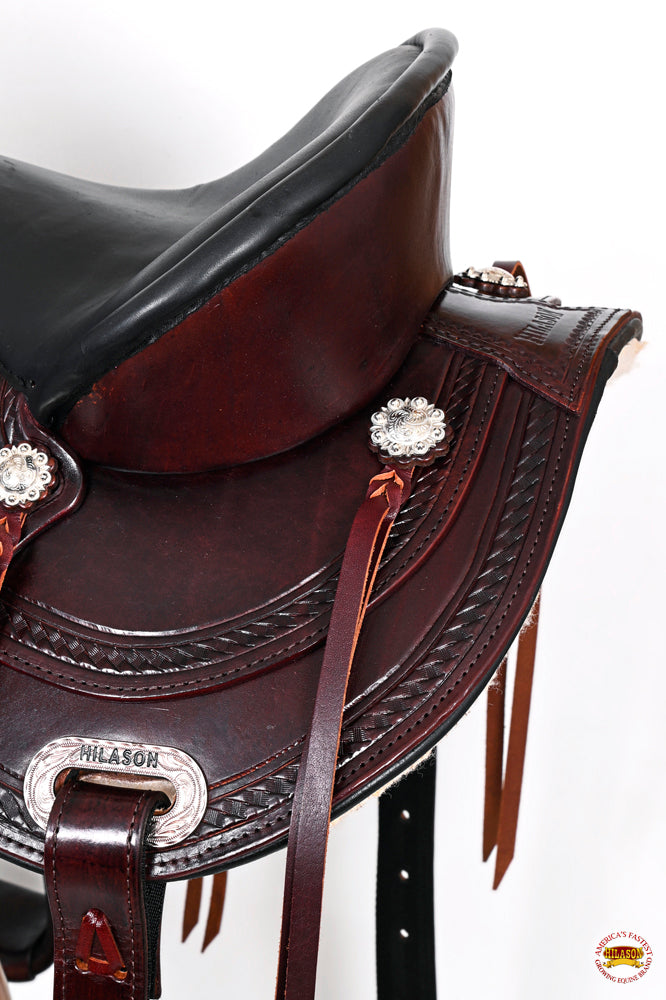 HILASON Western Horse Saddle American Leather Treeless Trail Pleasure | Barrel for Horses