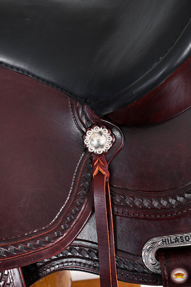 HILASON Western Horse Saddle American Leather Treeless Trail Pleasure | Barrel for Horses