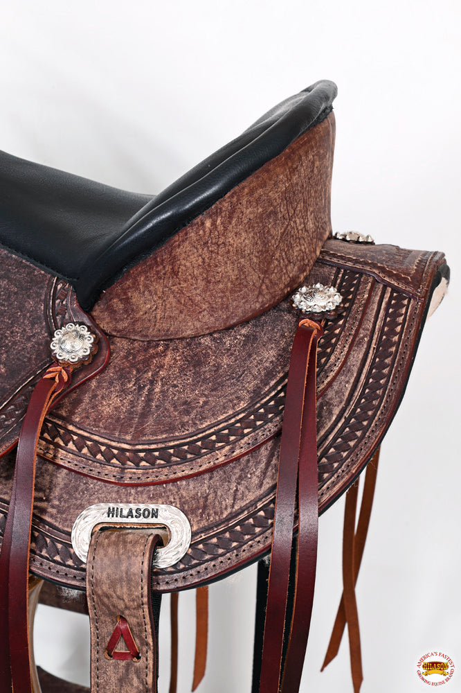 HILASON Western Horse Saddle American Leather Treeless Trail Pleasure | Barrel for Horses