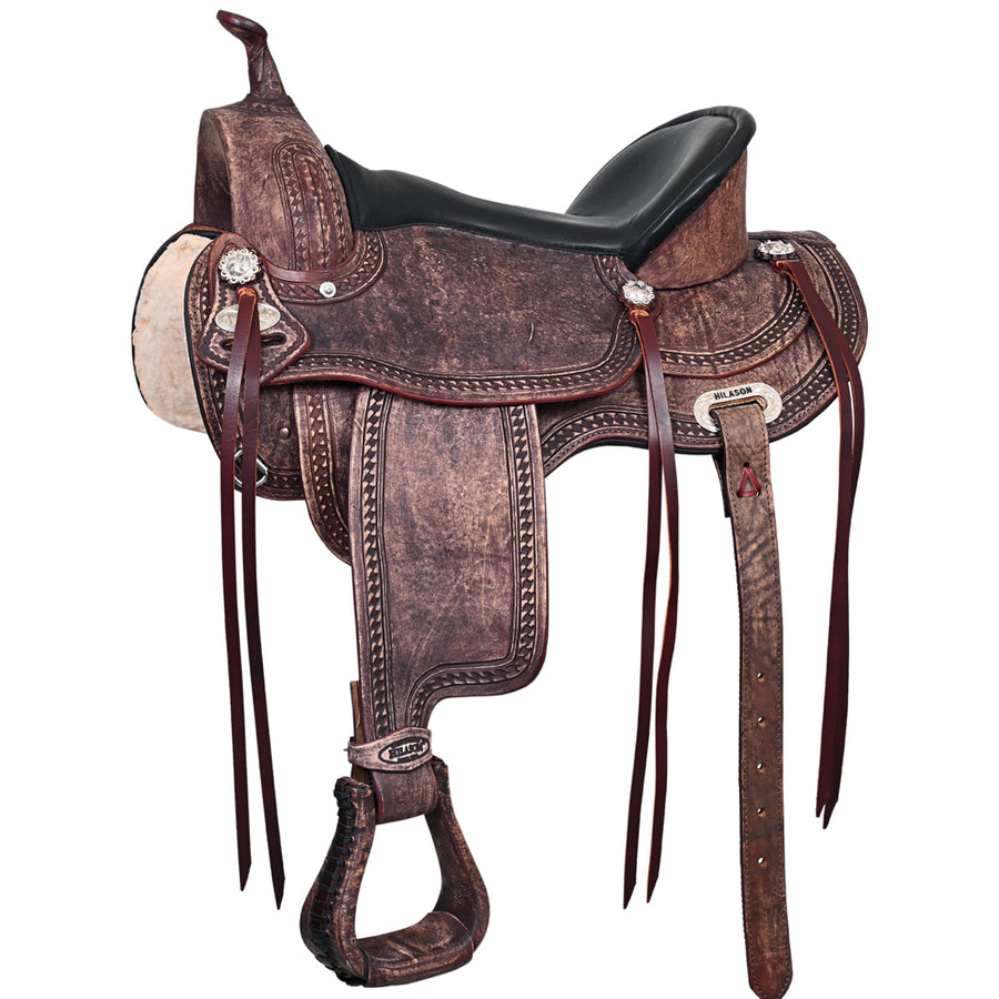 15" Western Horse Saddle American Leather Treeless Trail Pleasure Hilason - Hilason