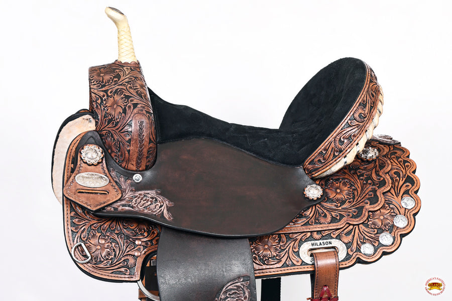 HILASON Western Horse Saddle American Leather Treeless Trail Barrel | for Horses