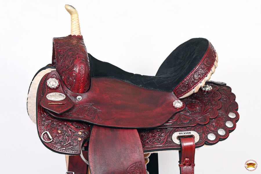 HILASON Western Horse Saddle American Leather Treeless Trail Barrel | for Horses