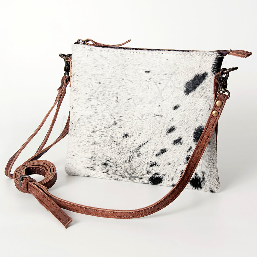 American Darling Western Hair-On Cowhide Crossbody Bag with Leather Trim - Uhorse