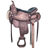 HILASON Western Horse Saddle American Leather Flex Tree Trail & Pleasure Antique Brown | Leather Saddle | Western Saddle | Saddle for Horses | Horse Saddle Western