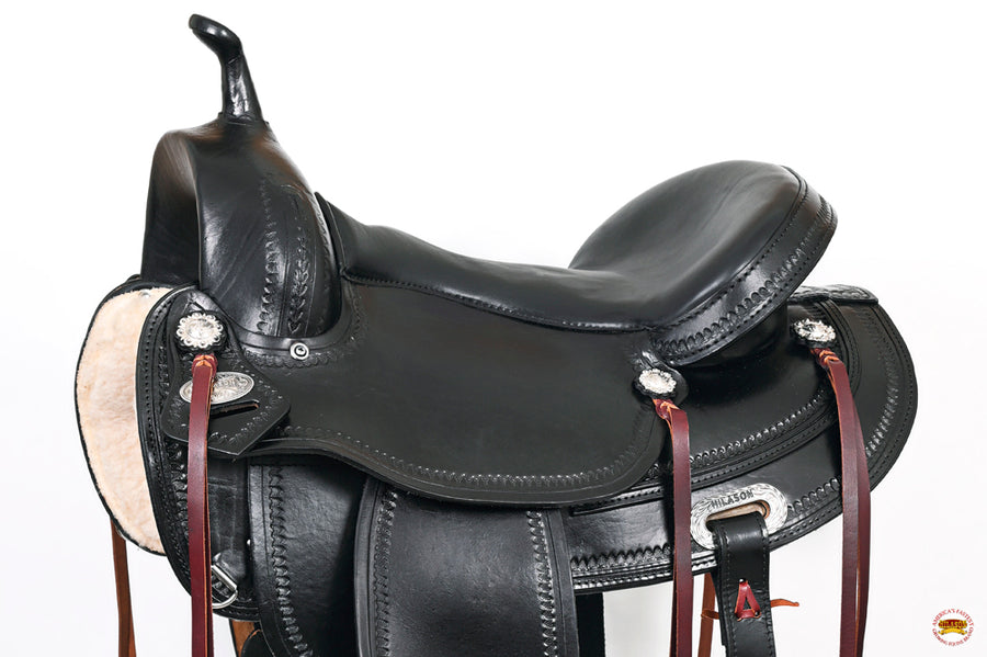 HILASON Western Horse Saddle American Leather Flex Tree Trail & Pleasure Black | for Horses