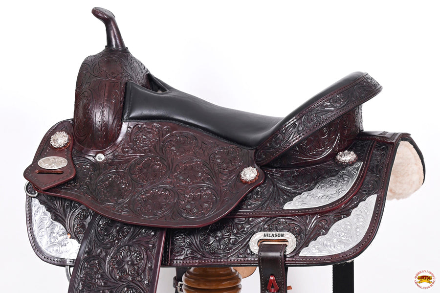 HILASON Western Horse Saddle American Leather Flex Tree Trail & Pleasure Dark Brown | for Horses