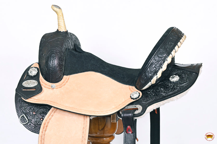 HILASON Western Horse Saddle American Leather Flex Trail Barrel Black | for Horses