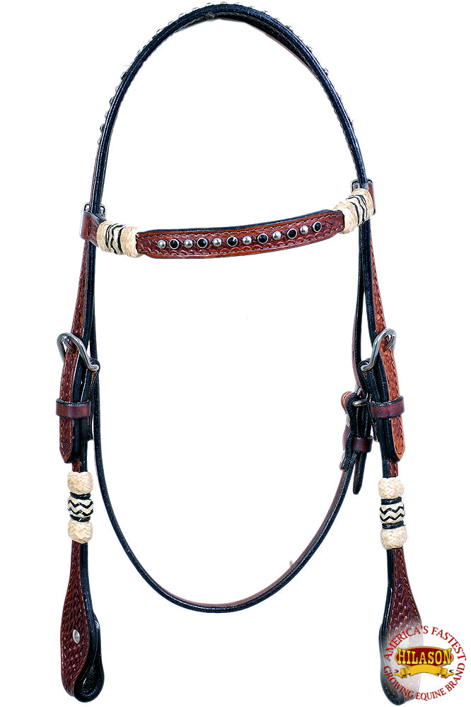 HILASON Western Headstall Horse Tack American Leather Dark Brown Rawhide | Bridle