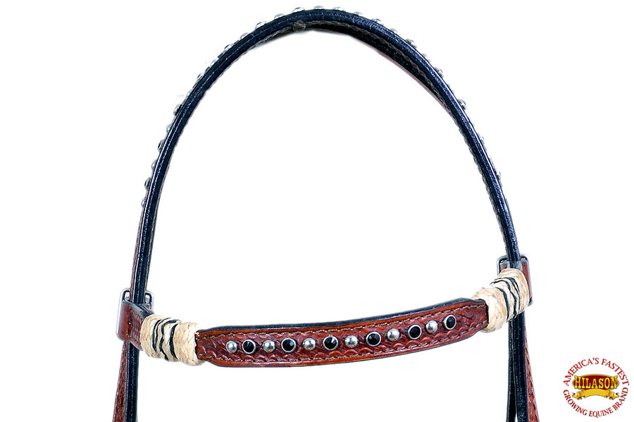 HILASON Western Headstall Horse Tack American Leather Dark Brown Rawhide | Bridle