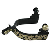 Hilason Floral Horse Riding Roper Spurs Pair Black Gs Trim