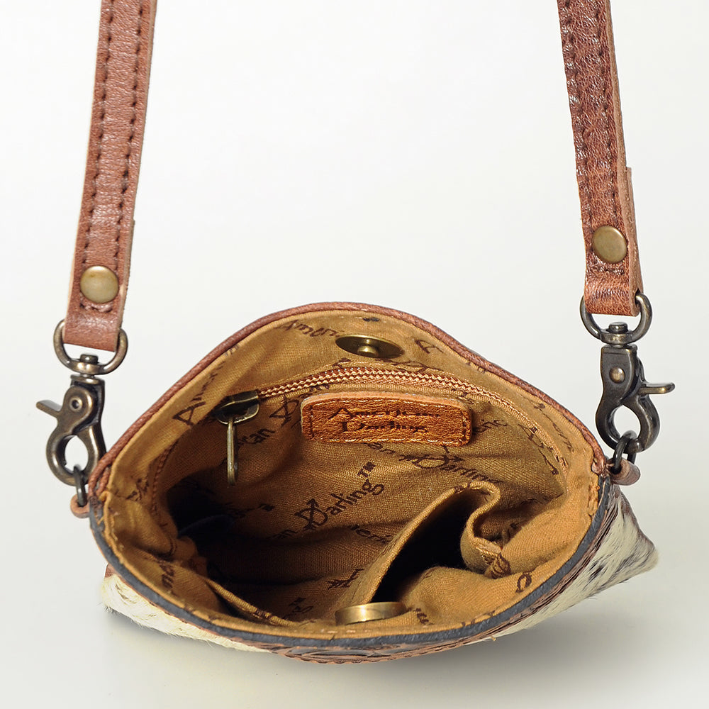 American Darling Cross Body Hand Tooled Hair On-Genuine Leather Western Women Bag Handbag Purse | Crossbody for Cute