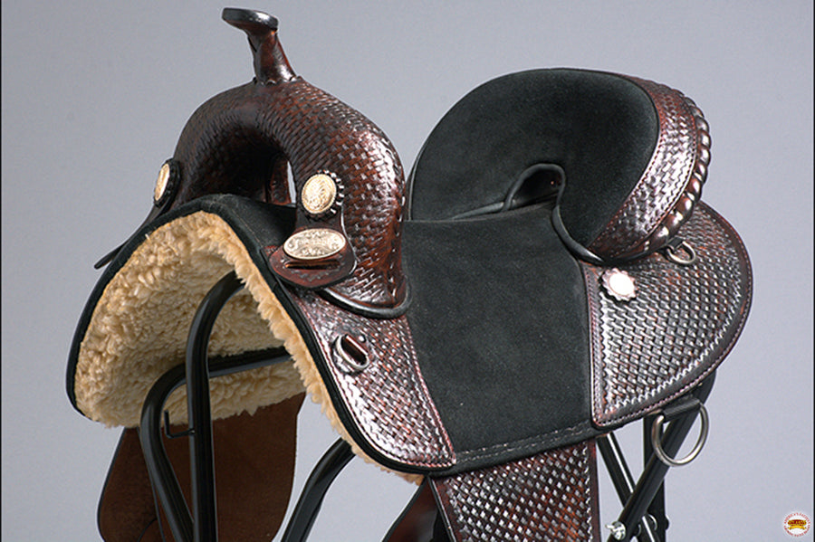 HILASON Western Horse Trail Barrel Racing American Leather Saddle | Treeless for Horses