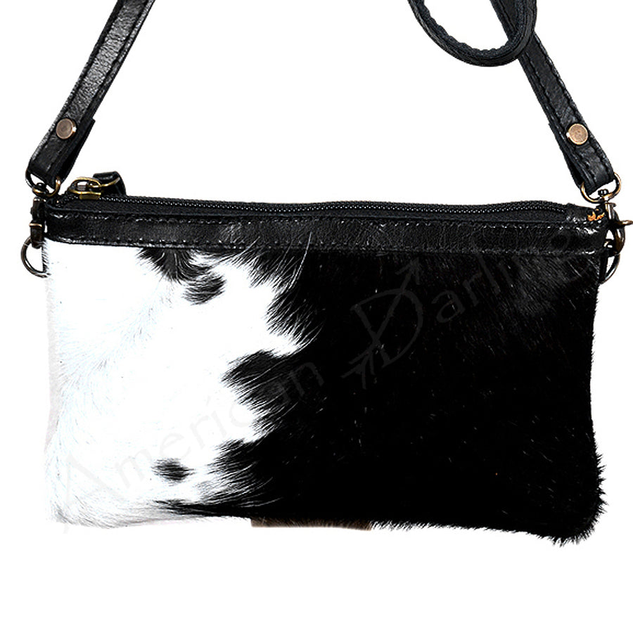 Black and white cowhair leather crossbody bag - Uhorse