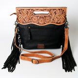 American Darling ADBGS146BKW Clutch Hand Tooled Hair On Genuine Leather Women Bag Western Handbag Purse