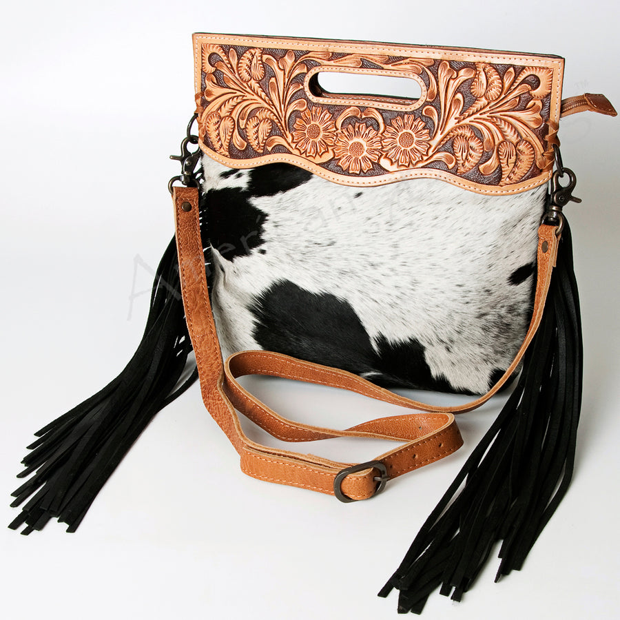 American Darling Clutch Hand Tooled Hair on Genuine Leather Western Women Bag Handbag Purse | Purses for Cute - Uhorse