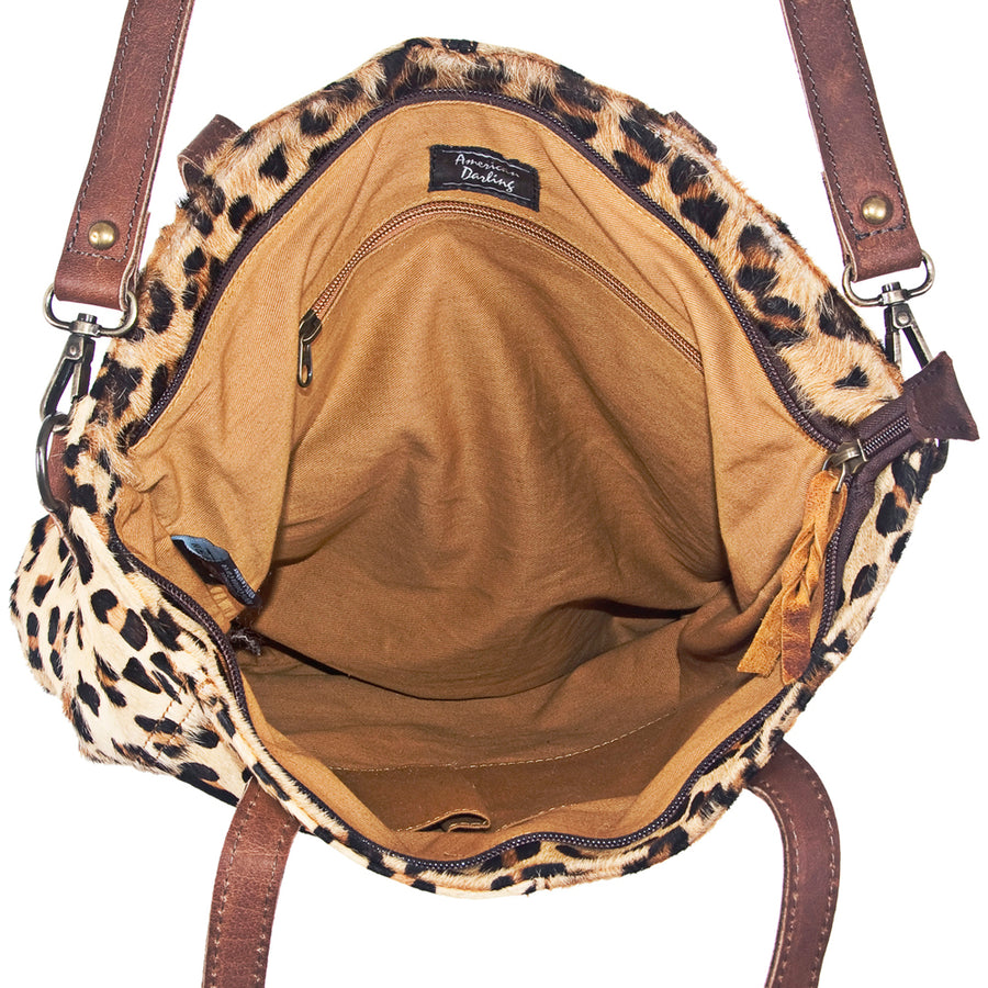 American Darling Hair-on Cowhide Tote Bag – Genuine Leather Western Handbag Adjustable Strap