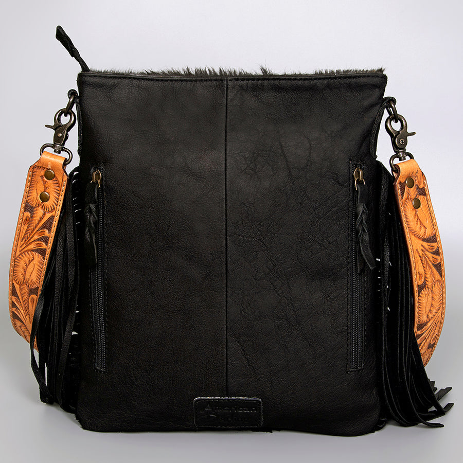 American Darling Messenger Hand Tooled Hair On Genuine Leather Western Women Bag Handbag Purse | Cute