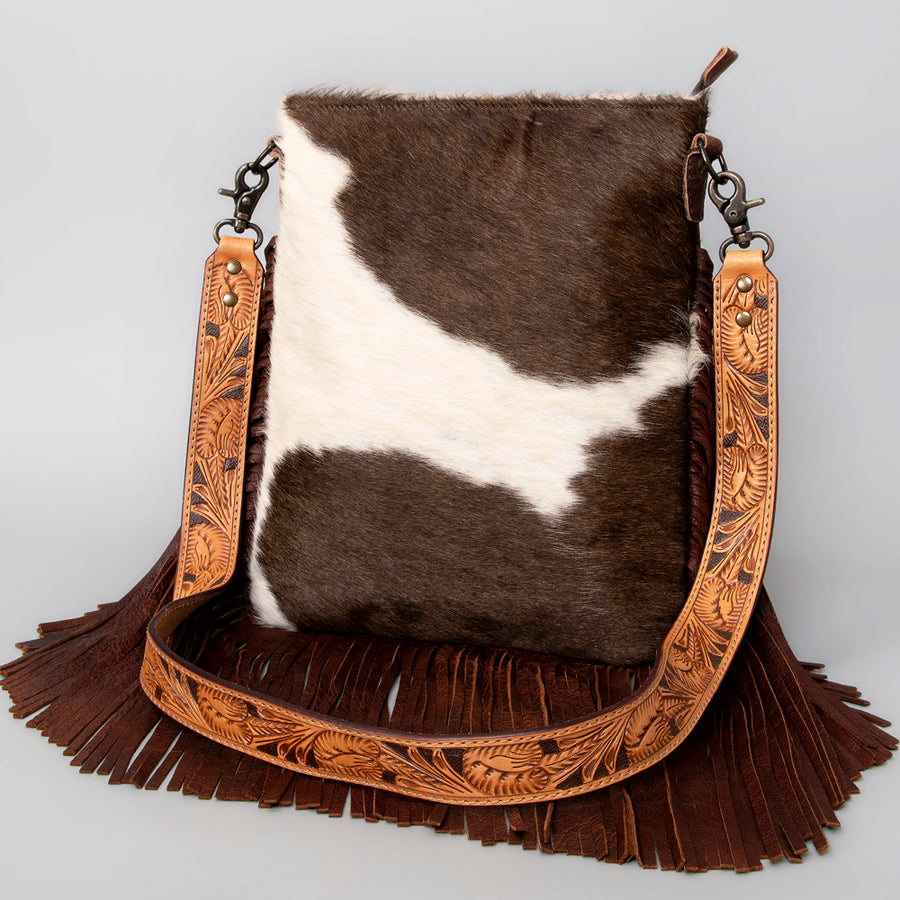American Darling Large Cross Body Hand Tooled Hair on Genuine Leather Western Women Bag | Handbag Purse Crossbody - Uhorse