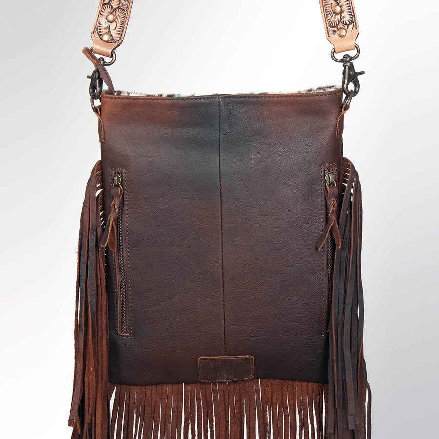 American Darling Messenger Hand Tooled Hair On Genuine Leather Western Women Bag Handbag Purse | Cute
