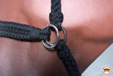 Hilason Flat Braided Paracord Horse Headstall Bridle Black W/ Crystals