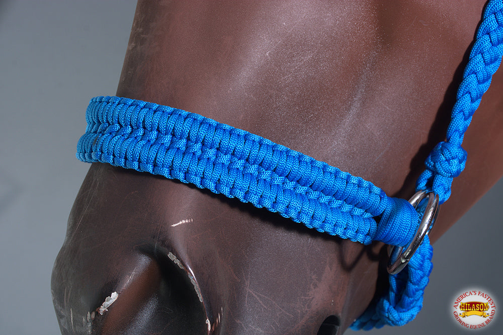 Hilason Flat Braided Paracord Horse Headstall Bridle Black W/ Crystals