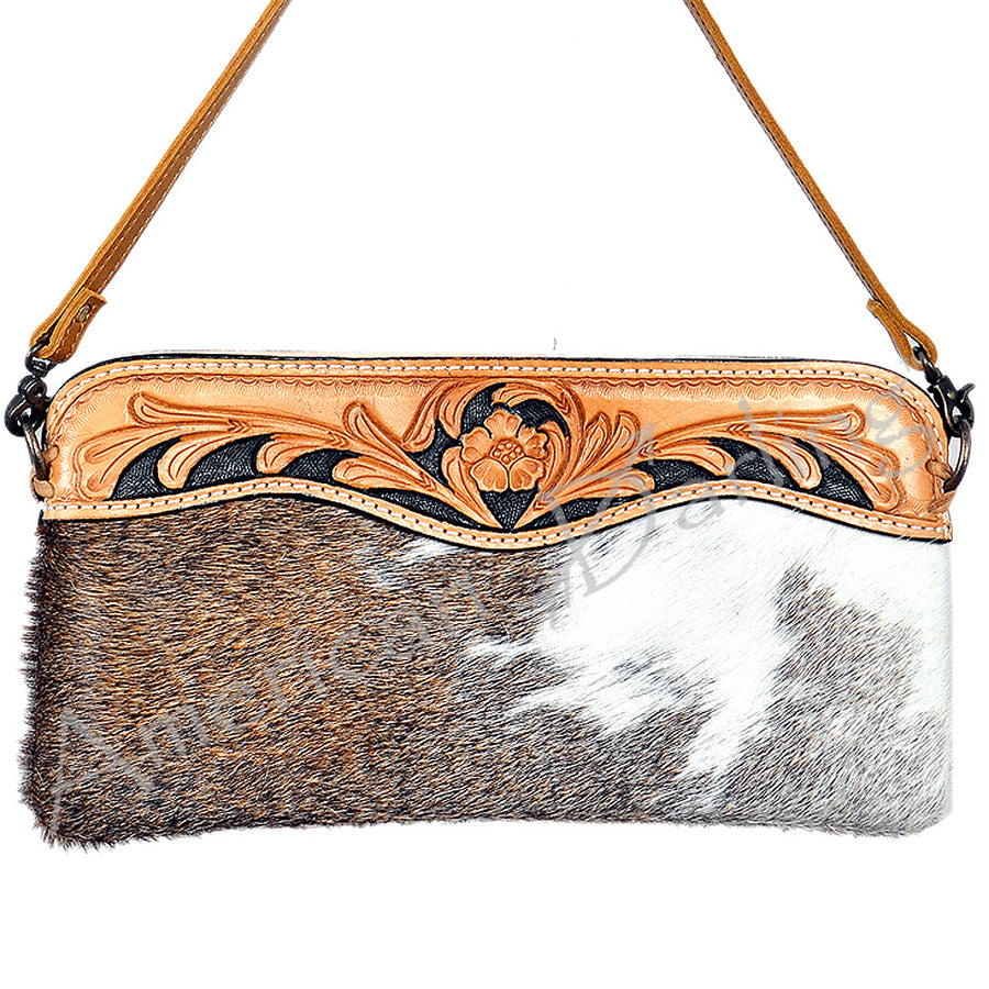 American Darling Small Crossbody Hand Tooled Hair On Genuine Leather Western Women Bag Handbag Purse | for Cute - Uhorse