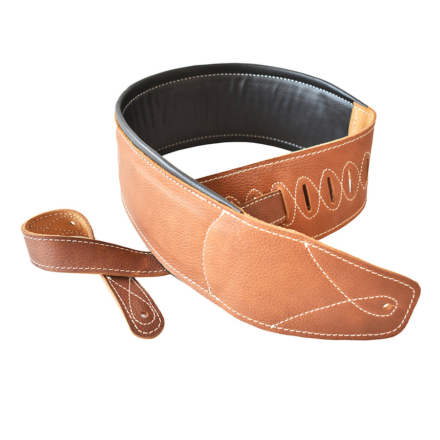 Leather Guitar Bass Strap 3.25" Padded By Great American - Uhorse