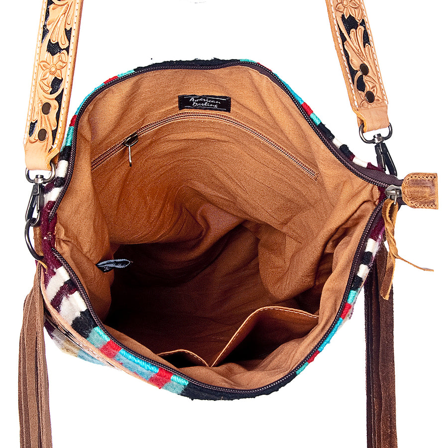 American Darling Large Crossbody Saddle Blanket Genuine Leather Western Women Bag Handbag Purse | Travel Bags College Casual