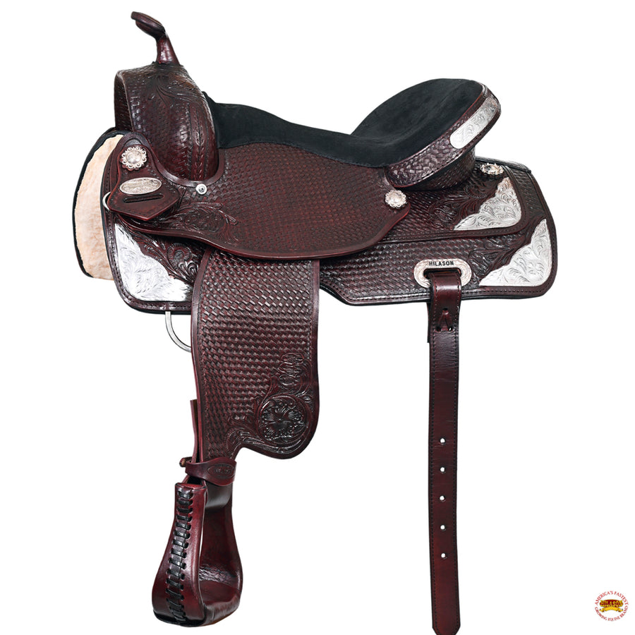 HILASON Western Horse Treeless Saddle American Leather Trail Barrel Tack | for Horses